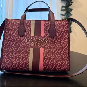 GUESS Guess Silvana 2 Compartment Tote bag in a merlot/burgundy LIKE NEW